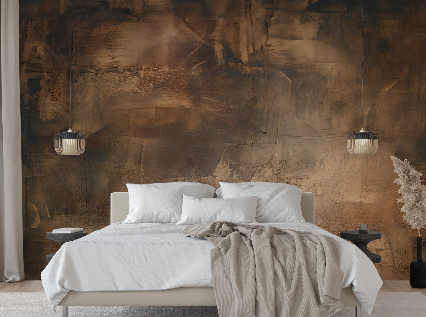 Leather Look Abstract Luxury Wallpaper Mural in Peel & Stick Canvas Vinyl or Non-Woven
