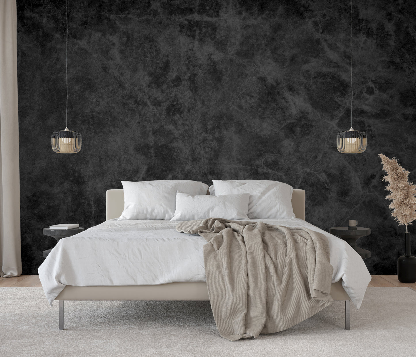 Black Urban leathery look Abstract Luxury Wallpaper Mural in Peel & Stick Canvas Vinyl or Non-Woven