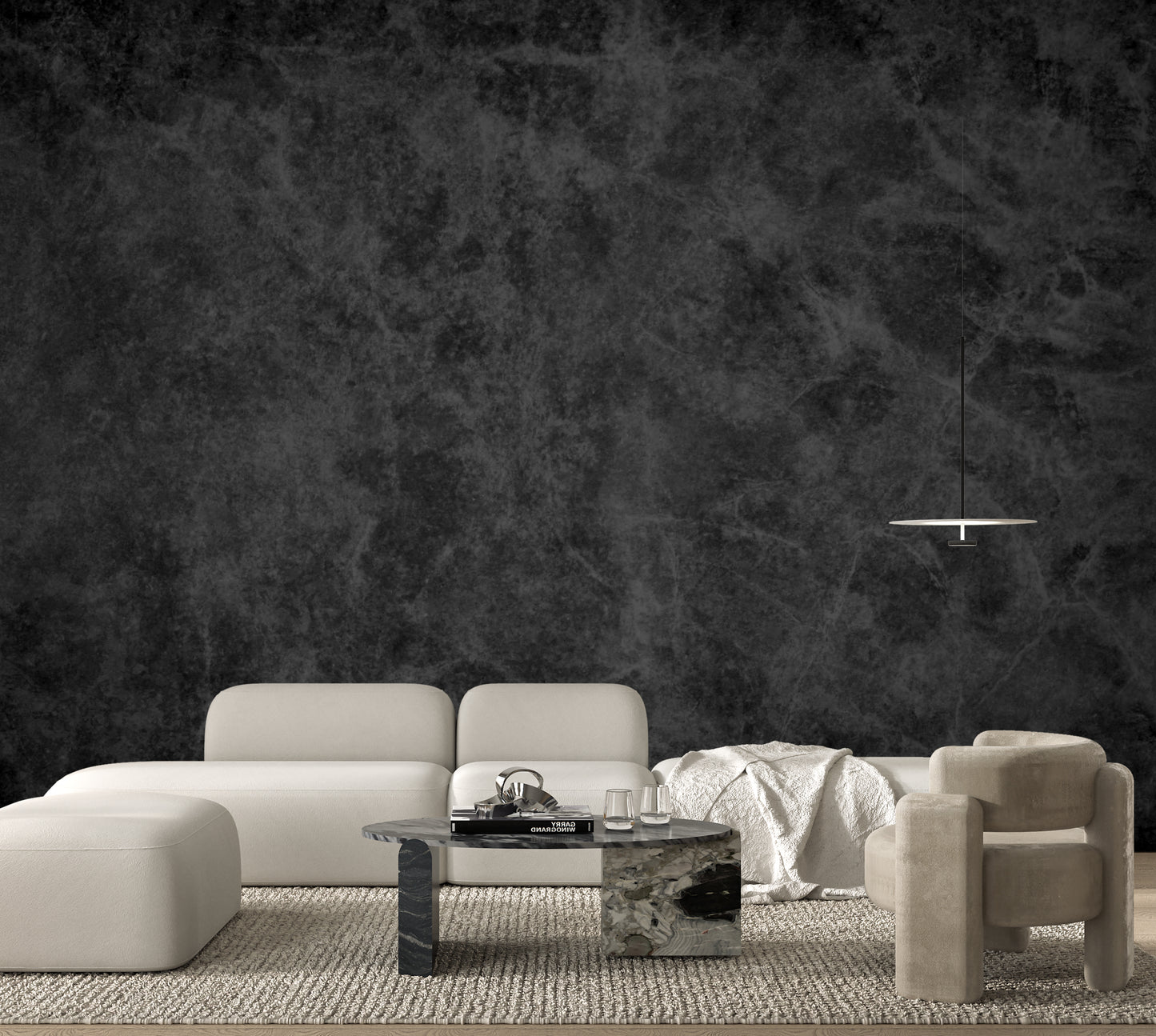 Black Urban leathery look Abstract Luxury Wallpaper Mural in Peel & Stick Canvas Vinyl or Non-Woven
