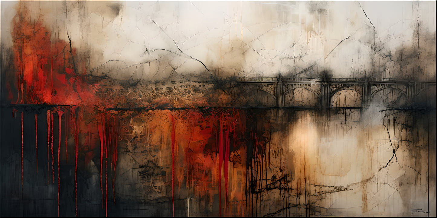 UNDERGROUND-Extra Large Textured Canvas Painting – Limited Edition Abstract Cityscape