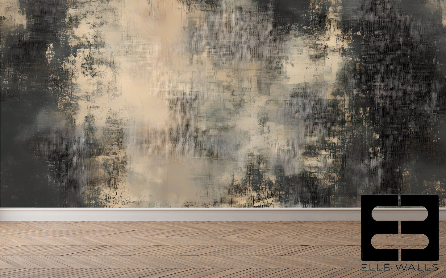 Distressed Linen Abstract Wall Mural Modern Wallpaper in Peel & Stick Canvas Vinyl or Non-Woven