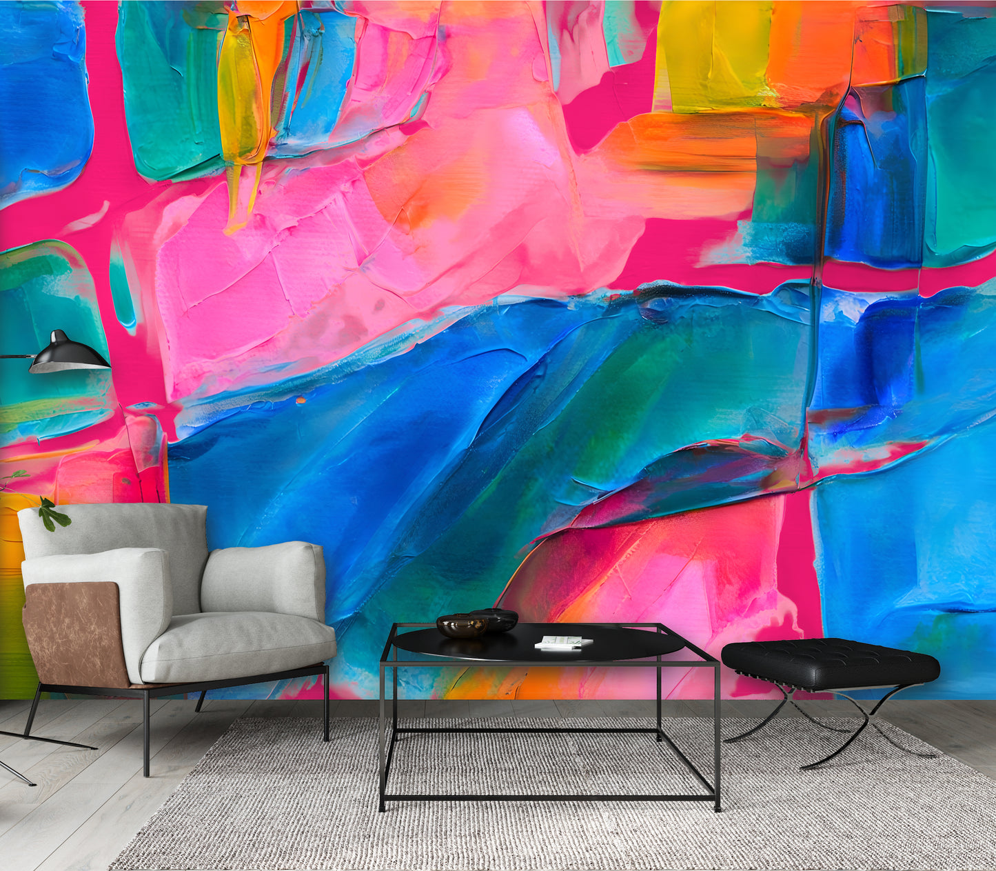 Colorful Abstract Luxury Wallpaper Mural in Peel & Stick Canvas Vinyl or Non-Woven