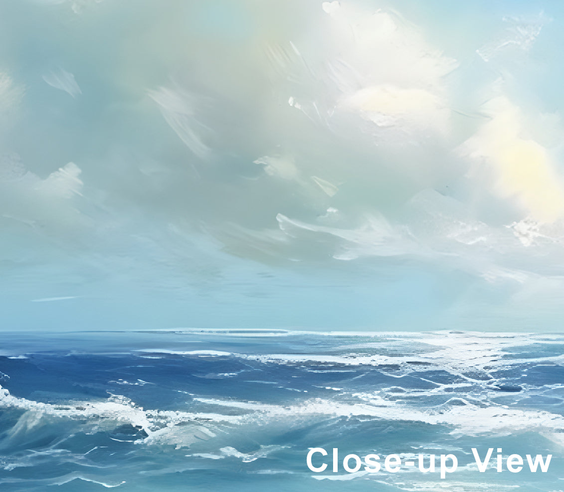Soft Ocean Blue with Clouds Wallpaper Mural in Peel & Stick Canvas Vinyl or Non-Woven