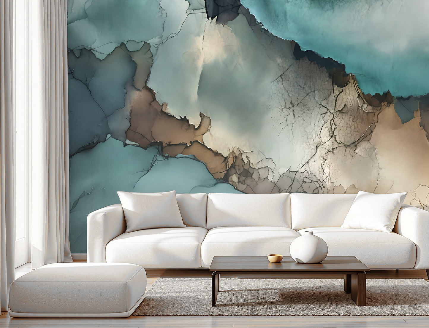 PLATEAU - Modern Abstract Wall Mural Modern Wallpaper in Peel & Stick Canvas Vinyl or Non-Woven