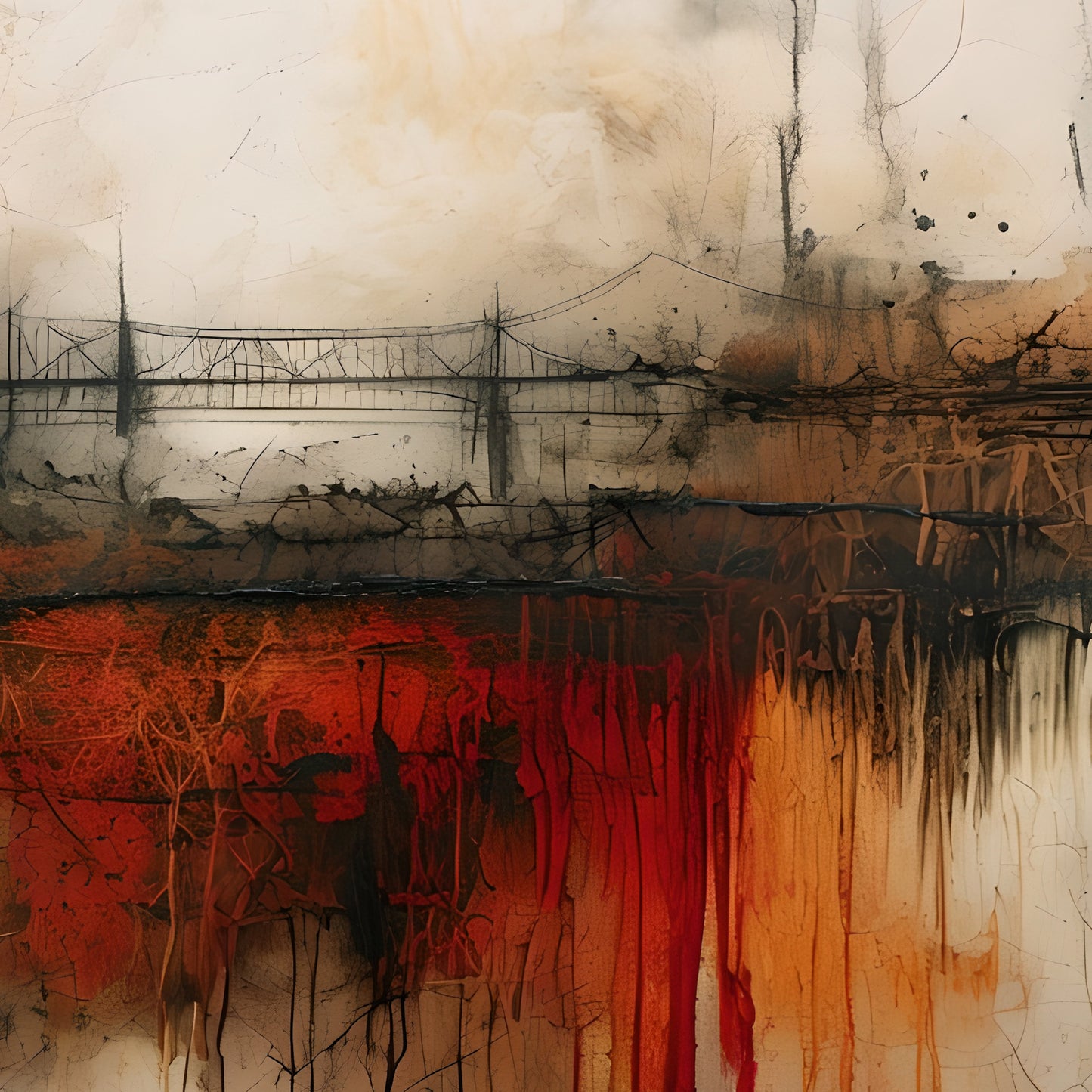 BRIDGE SYSTEMS-Extra Large Textured Canvas Painting – Limited Edition Abstract Cityscape