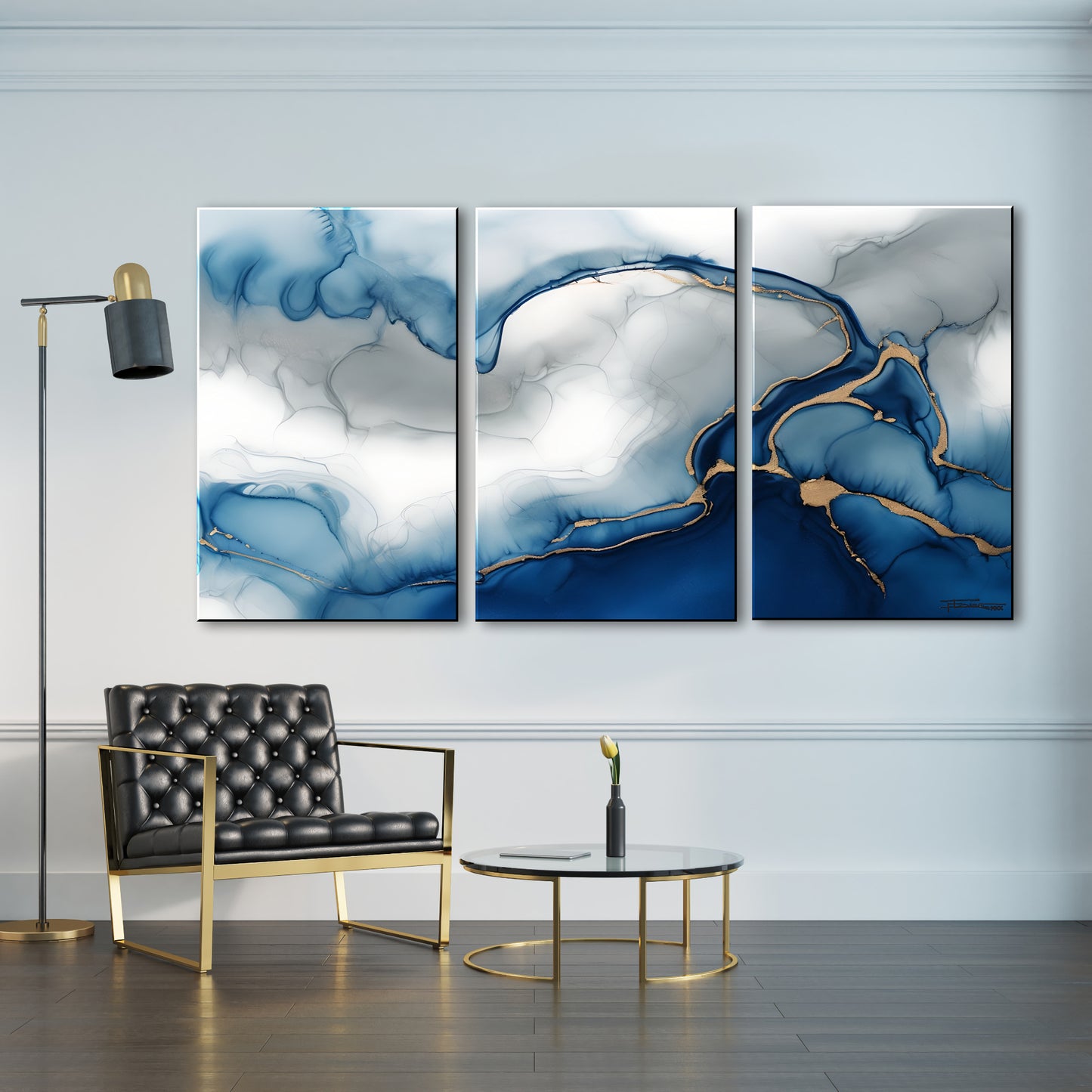 DRIFT OF BLUE -Extra Large Textured Canvas Painting – Limited Edition Abstract Fluid Art