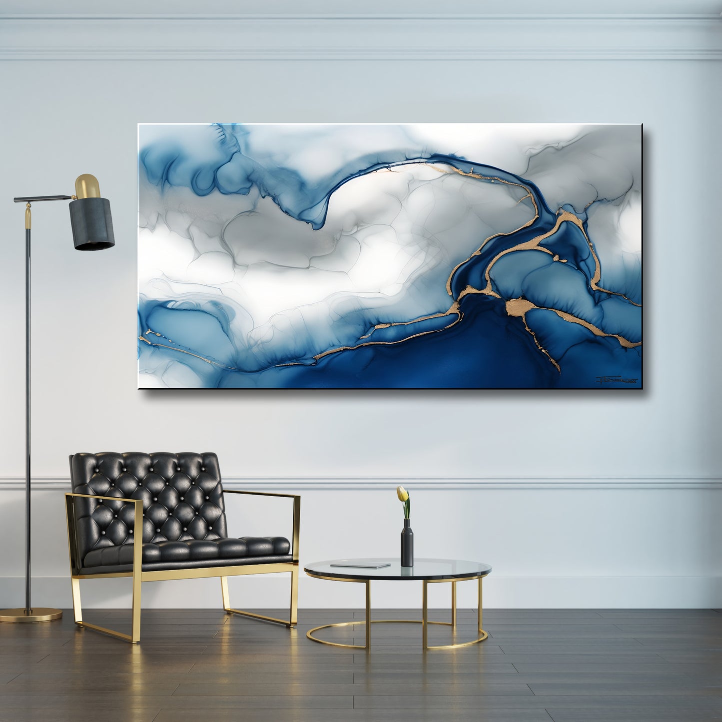 DRIFT OF BLUE -Extra Large Textured Canvas Painting – Limited Edition Abstract Fluid Art