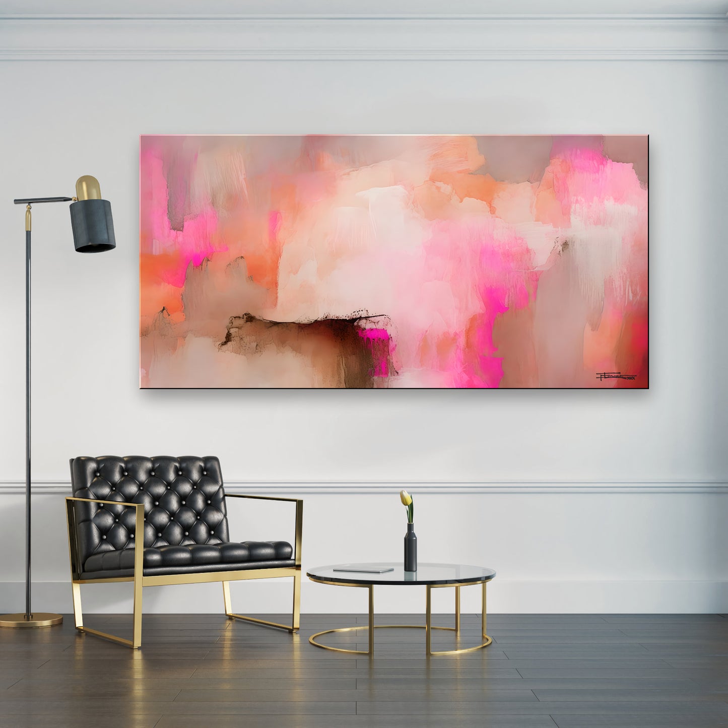 FRACTURED PINK-Extra Large Textured Canvas Painting – Limited Edition Abstract