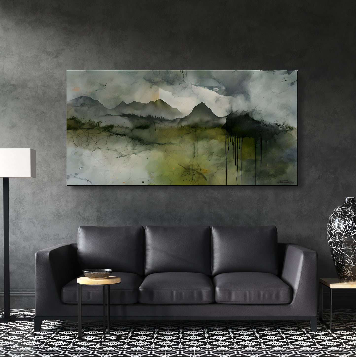 LAYERED ELEMENTALS -Extra Large Textured Canvas Painting – Limited Edition Abstract Mountainscape