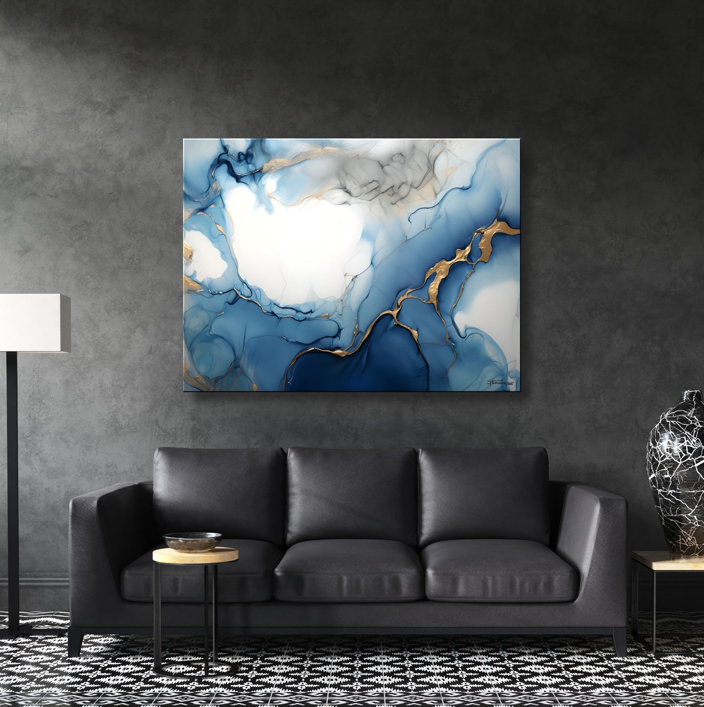 WHISPERS OF BLUE -Extra Large Textured Canvas Painting – Limited Edition Abstract Fluid Art