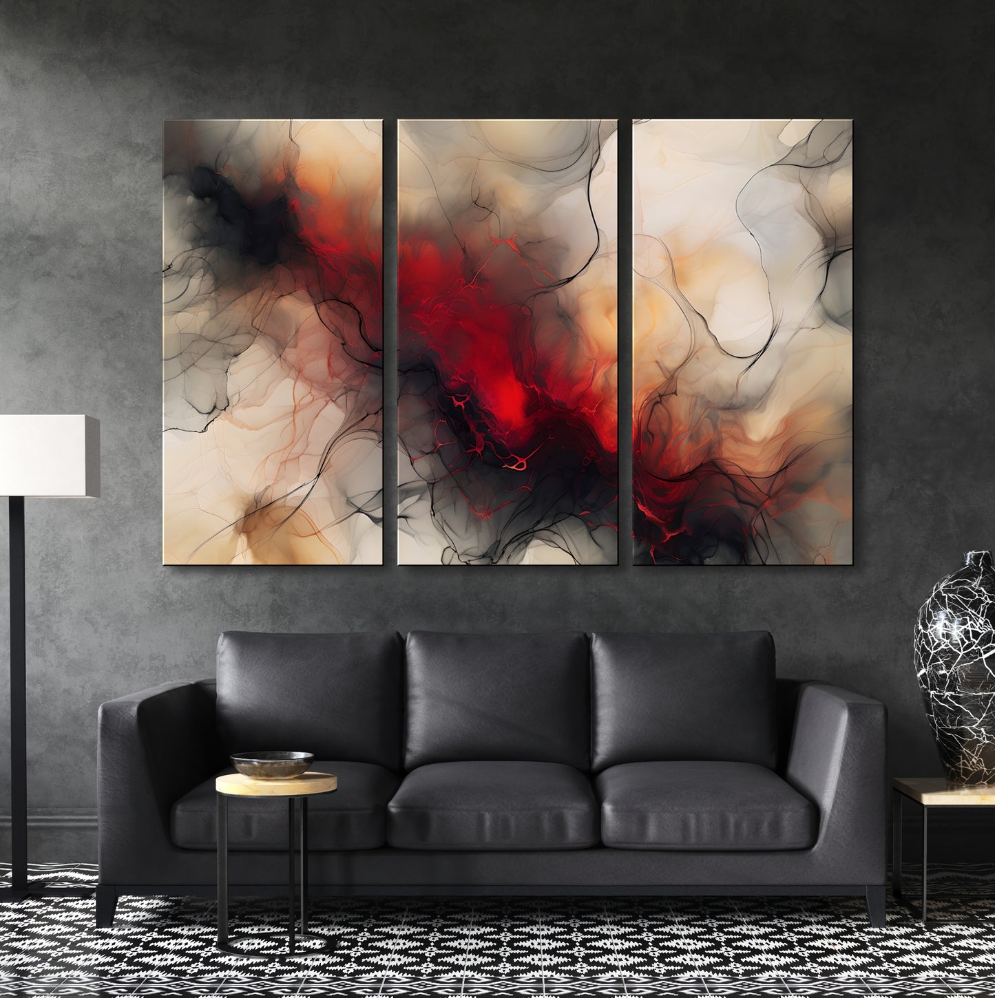 FIRE STIX -Extra Large Textured Canvas Painting – Limited Edition Abstract Fluid Art