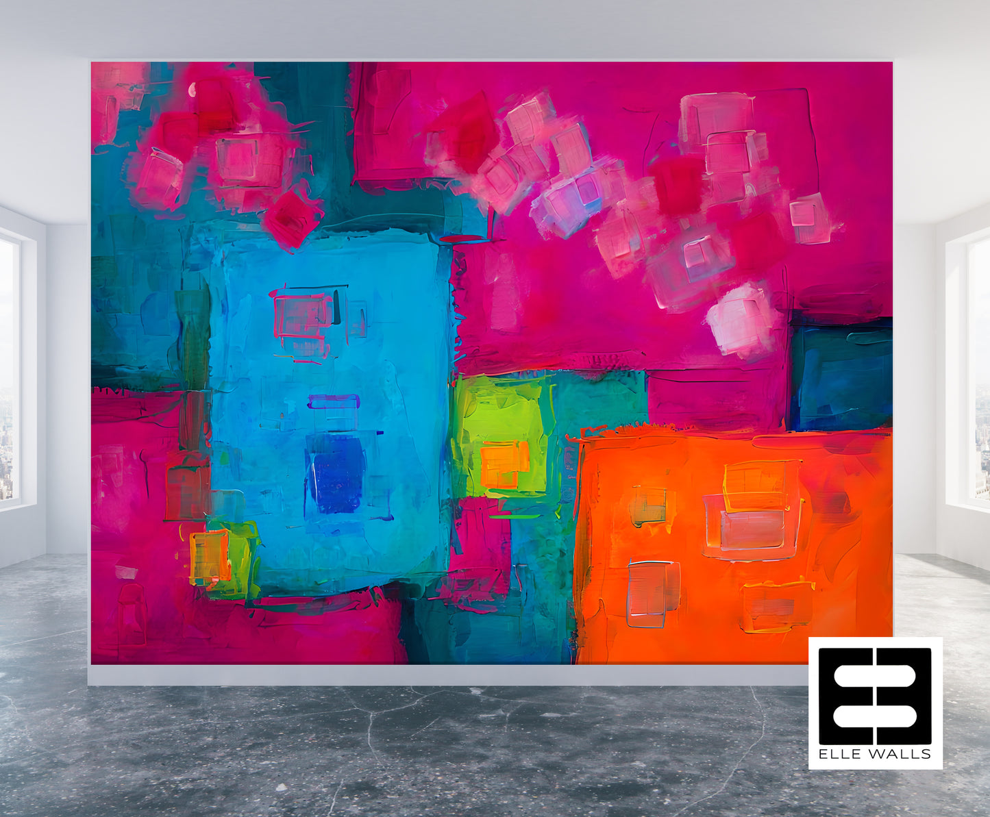 Colorful Abstract Luxury Wallpaper Mural in Peel & Stick Canvas Vinyl or Non-Woven