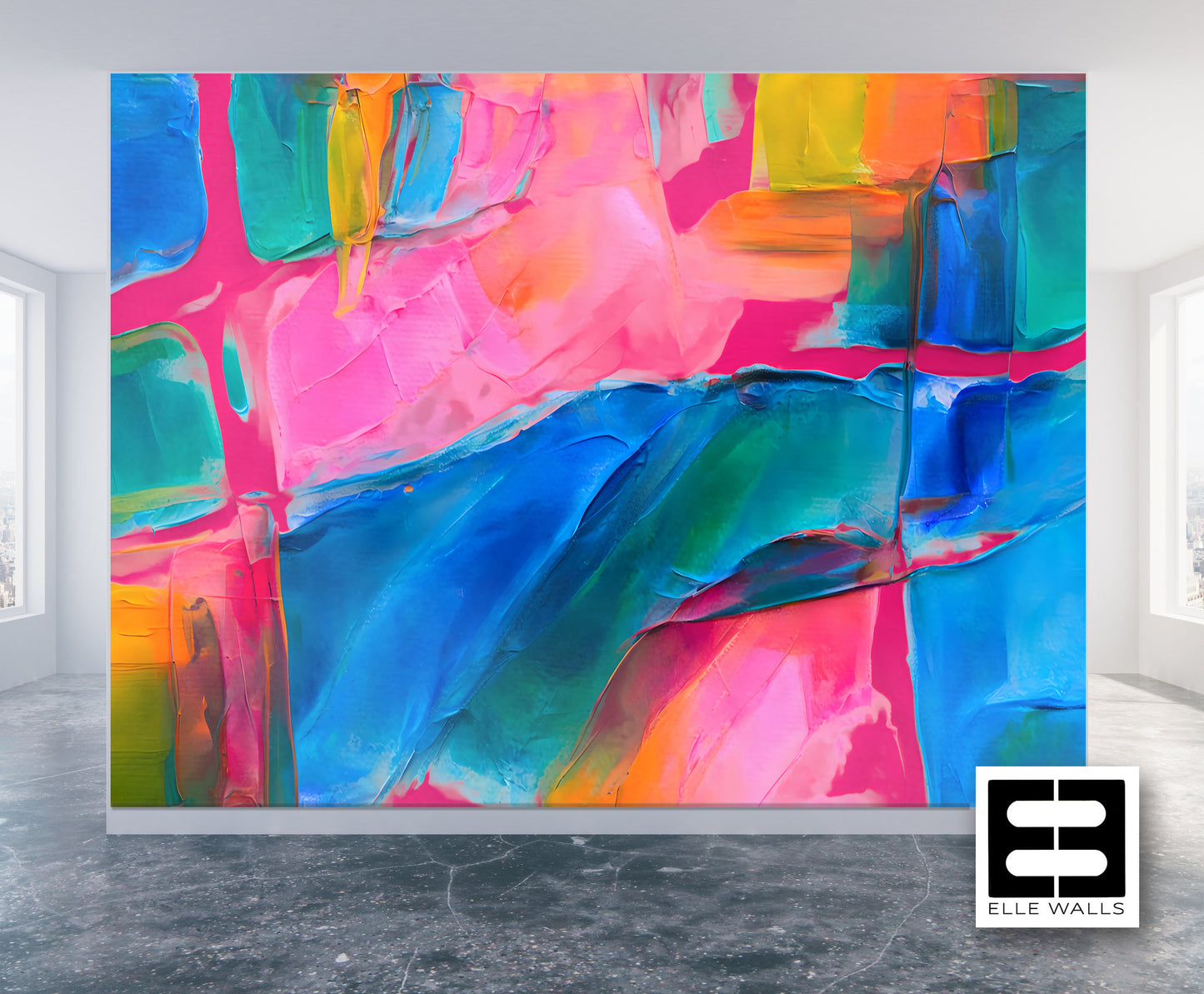 Colorful Abstract Luxury Wallpaper Mural in Peel & Stick Canvas Vinyl or Non-Woven