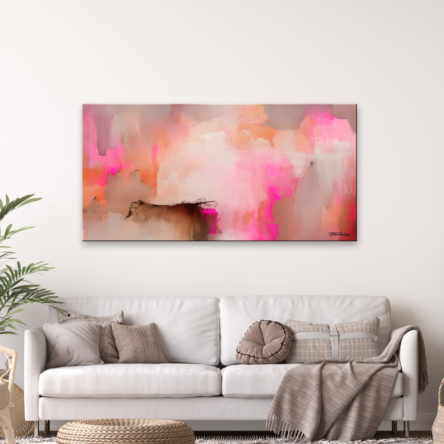 FRACTURED PINK-Extra Large Textured Canvas Painting – Limited Edition Abstract
