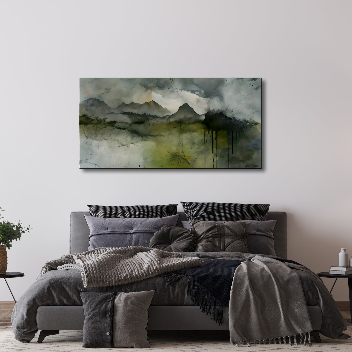 LAYERED ELEMENTALS -Extra Large Textured Canvas Painting – Limited Edition Abstract Mountainscape