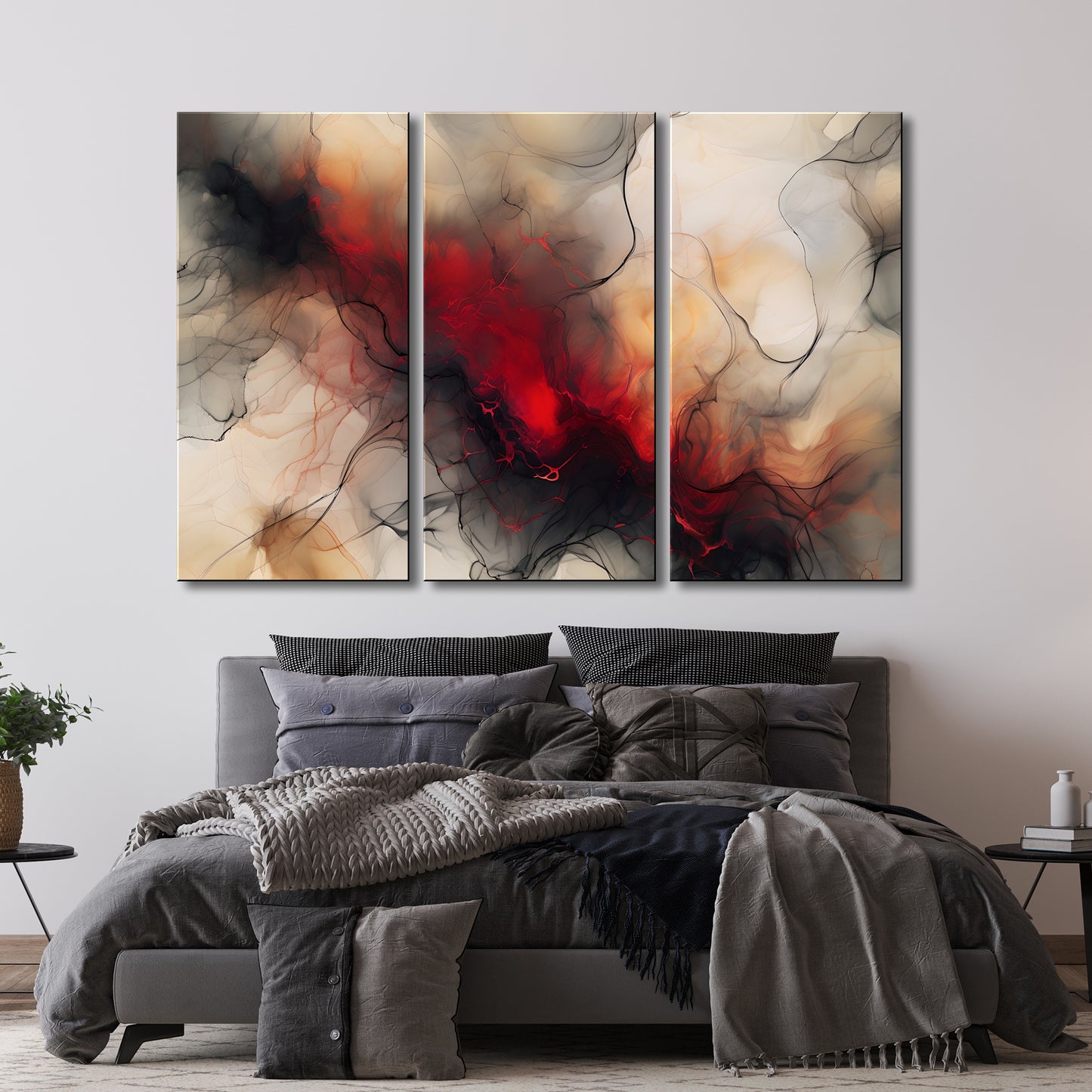 FIRE STIX -Extra Large Textured Canvas Painting – Limited Edition Abstract Fluid Art