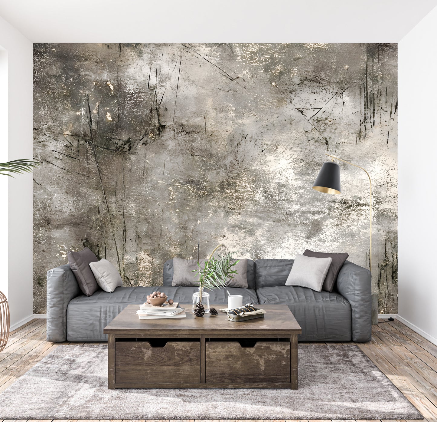 Distressed Scratched Concrete Wallpaper Mural