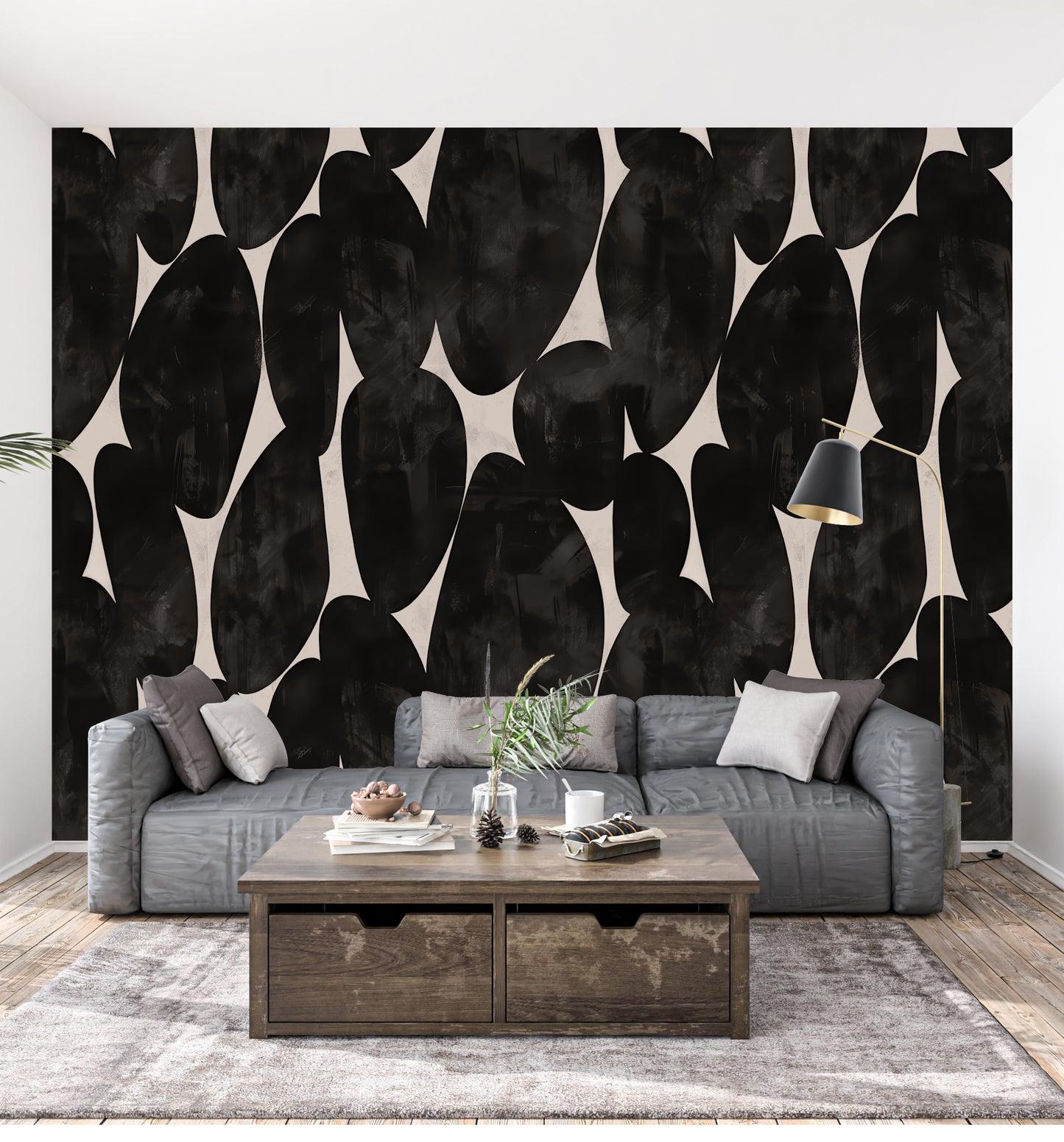 Charcoal Stone Luxury Textured Abstract Wallpaper