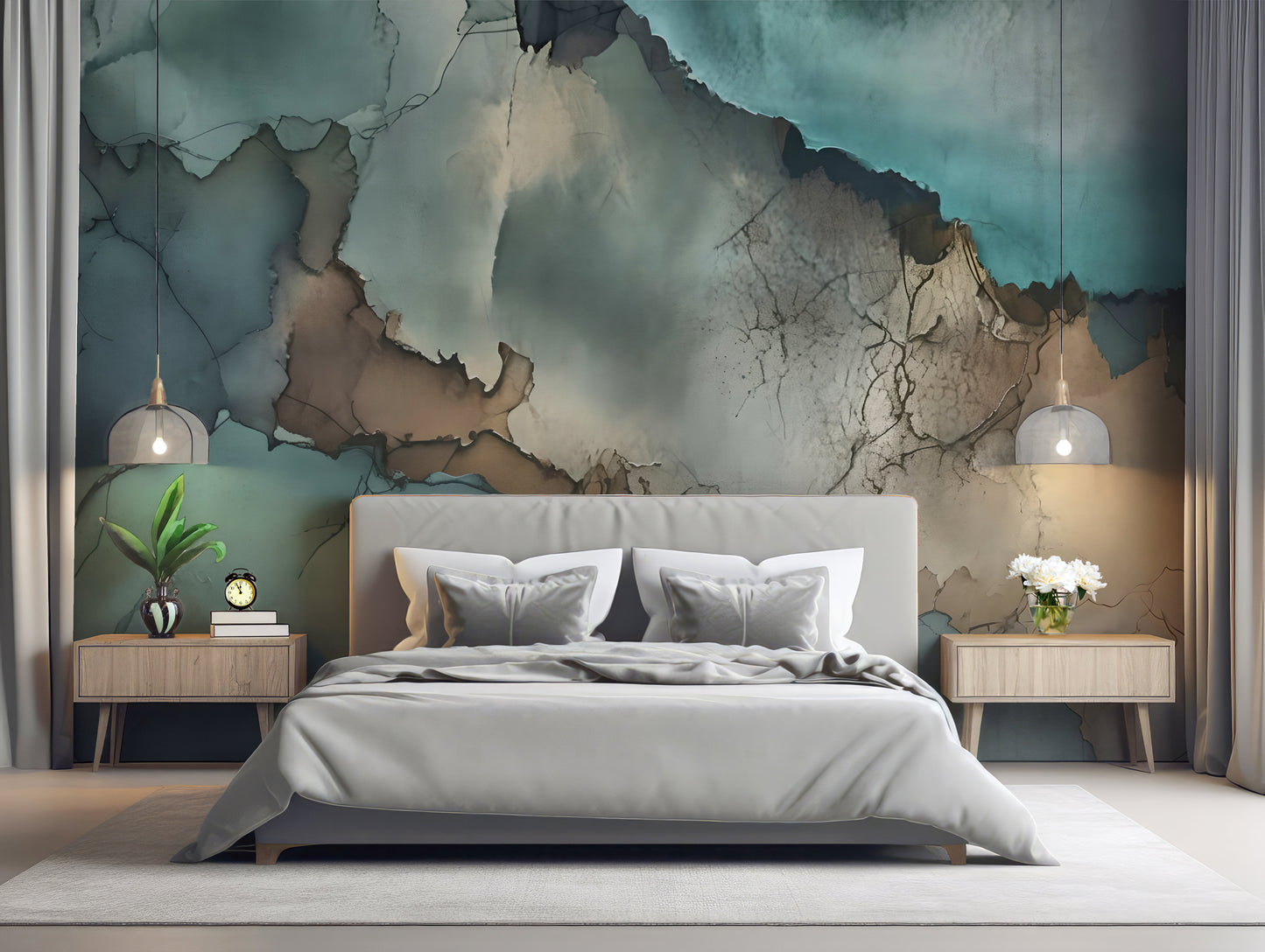 PLATEAU - Modern Abstract Wall Mural Modern Wallpaper in Peel & Stick Canvas Vinyl or Non-Woven