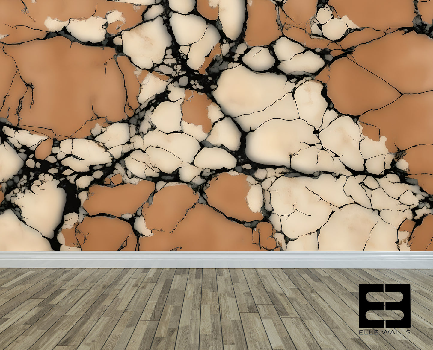 Terracotta Stone Marble Wall Mural Modern Wallpaper in Peel & Stick Canvas Vinyl or Non-Woven