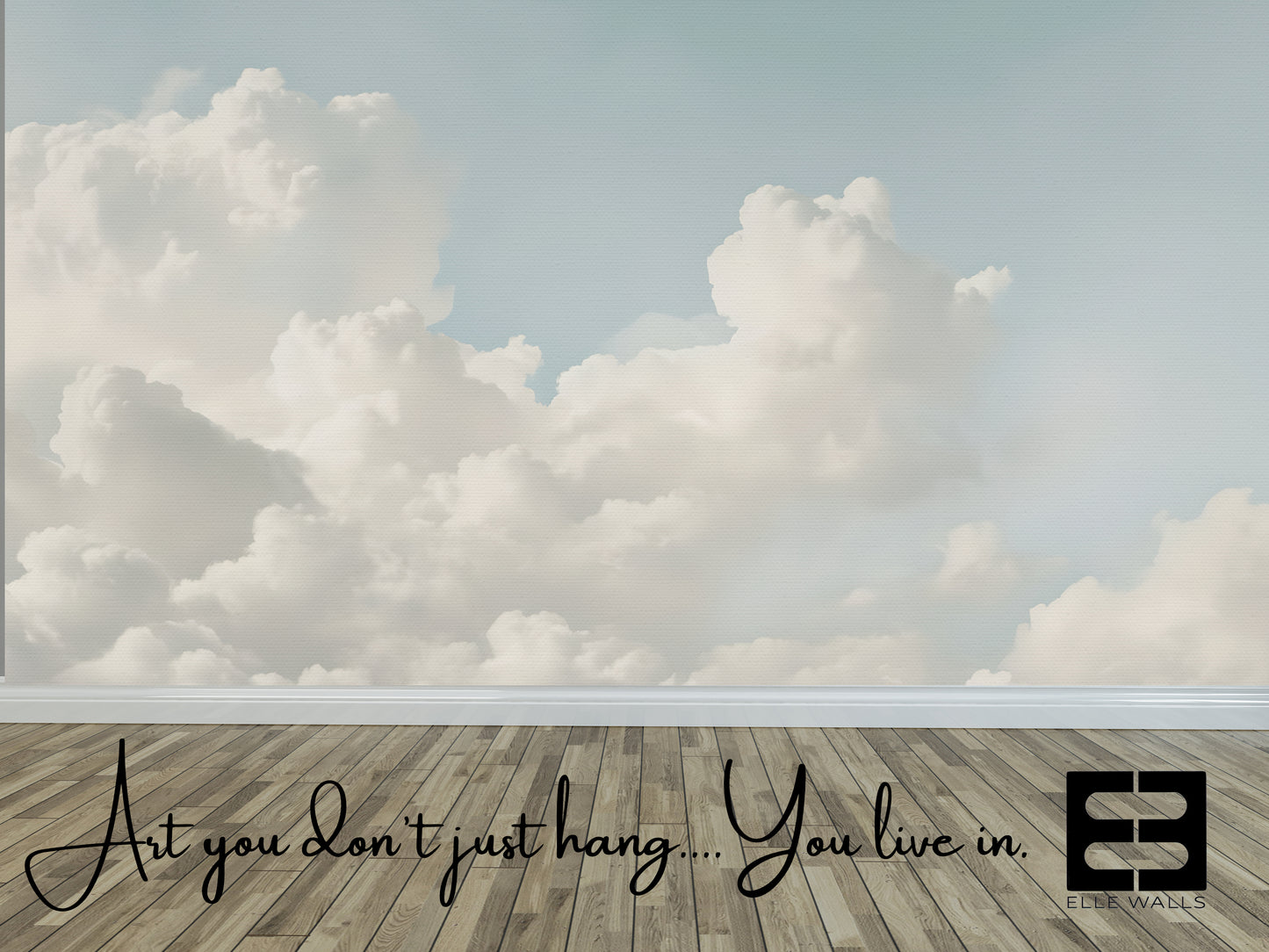 Watercolor Clouds Wall Mural Modern Wallpaper in Peel & Stick Canvas Vinyl or Non-Woven