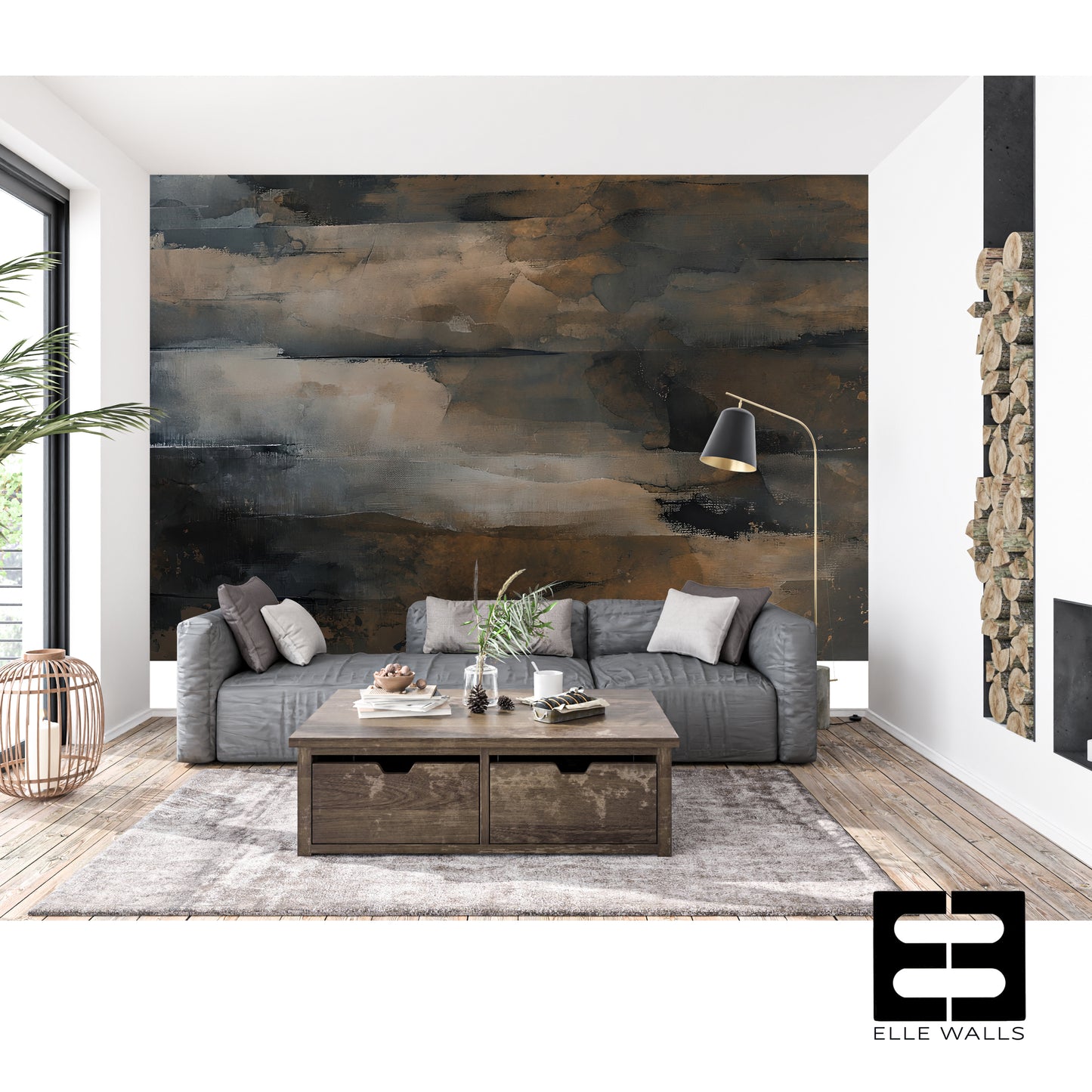 Rustic Distressed Abstract Luxury Wallpaper Mural in Peel & Stick Canvas Vinyl or Non-Woven
