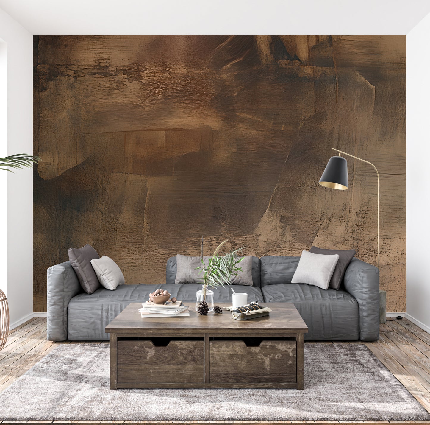 Leather Look Abstract Luxury Wallpaper Mural in Peel & Stick Canvas Vinyl or Non-Woven