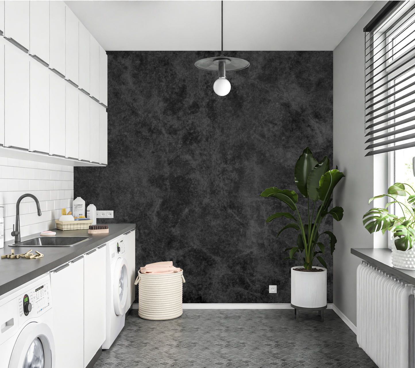 Black Urban leathery look Abstract Luxury Wallpaper Mural in Peel & Stick Canvas Vinyl or Non-Woven