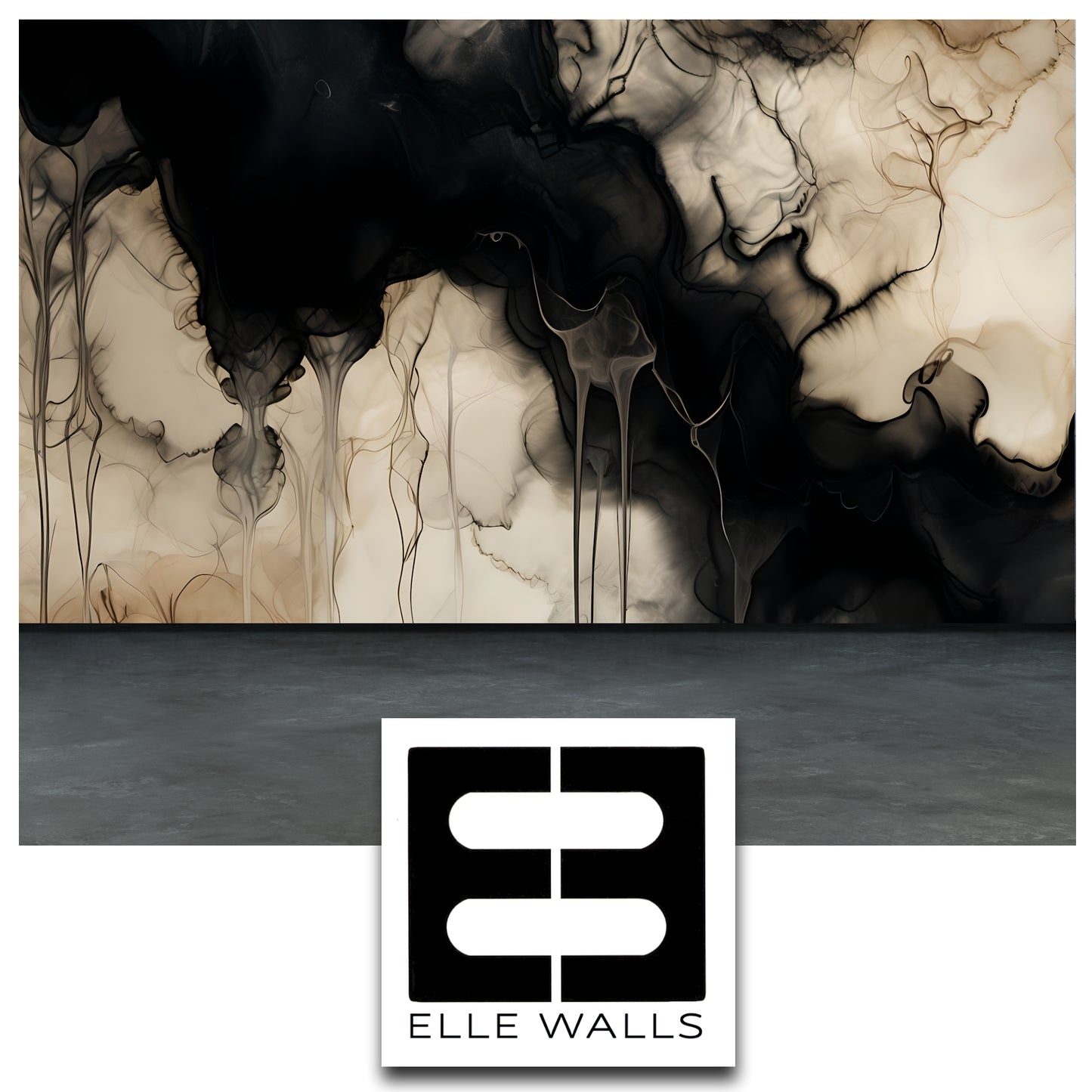Black Abstract Luxury Wallpaper Modern Fluid Wall Mural in Peel & Stick Canvas Vinyl or Non-Woven (Copy)