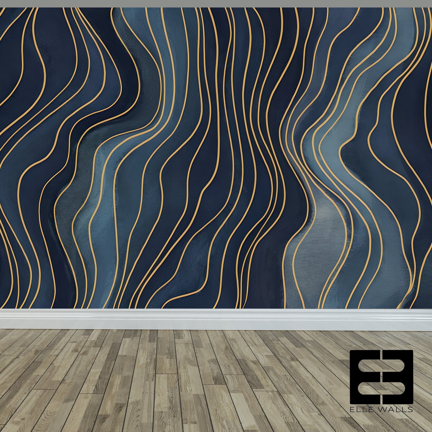 Blue Abstract Wall Wallpaper Mural in Peel & Stick Canvas Vinyl or Non-Woven