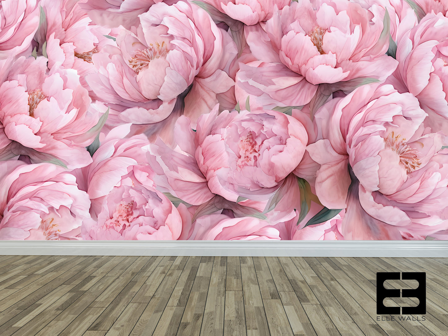 Big Pink Floral Print Wall Wallpaper Mural in Peel & Stick Canvas Vinyl or Non-Woven