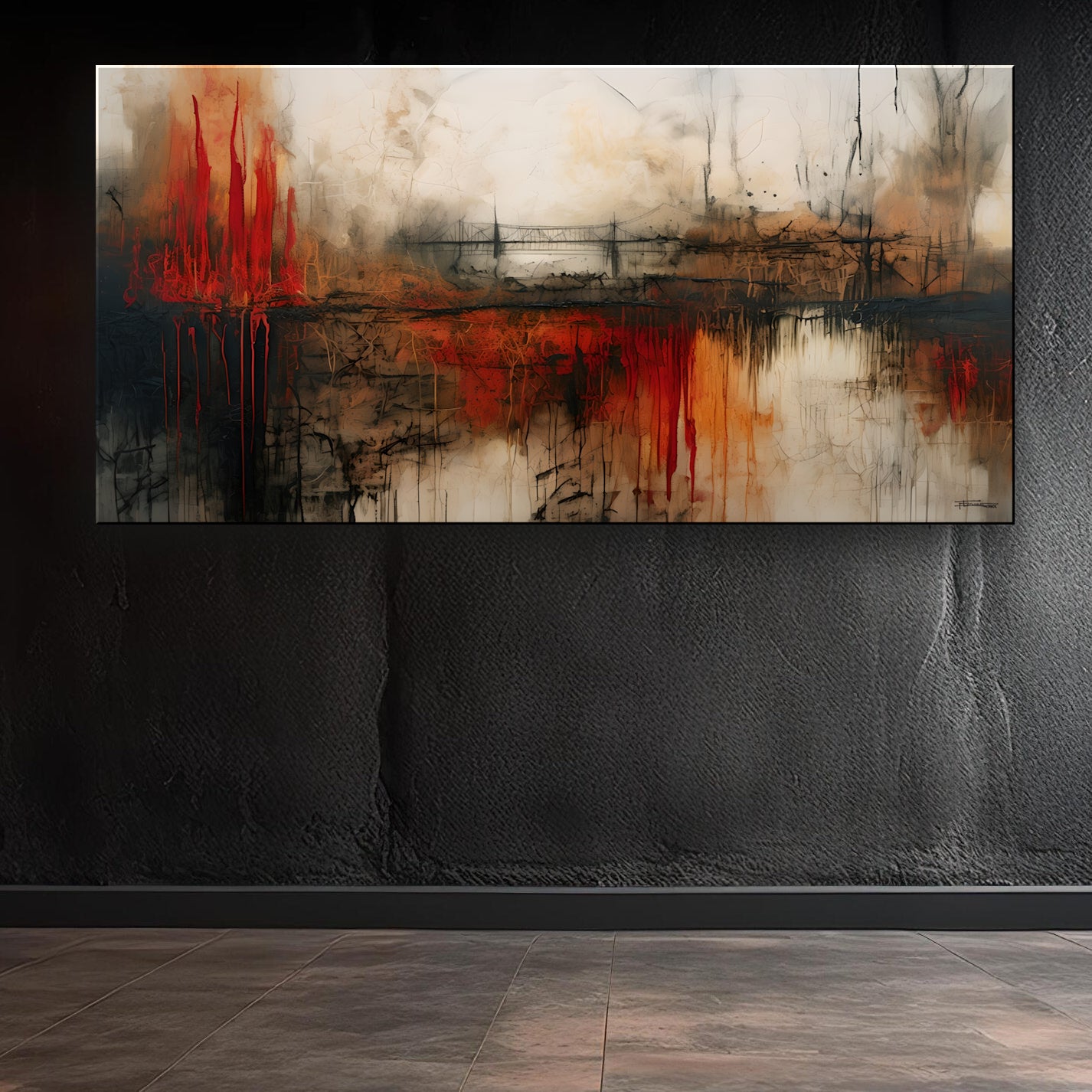BRIDGE SYSTEMS-Extra Large Textured Canvas Painting – Limited Edition Abstract Cityscape