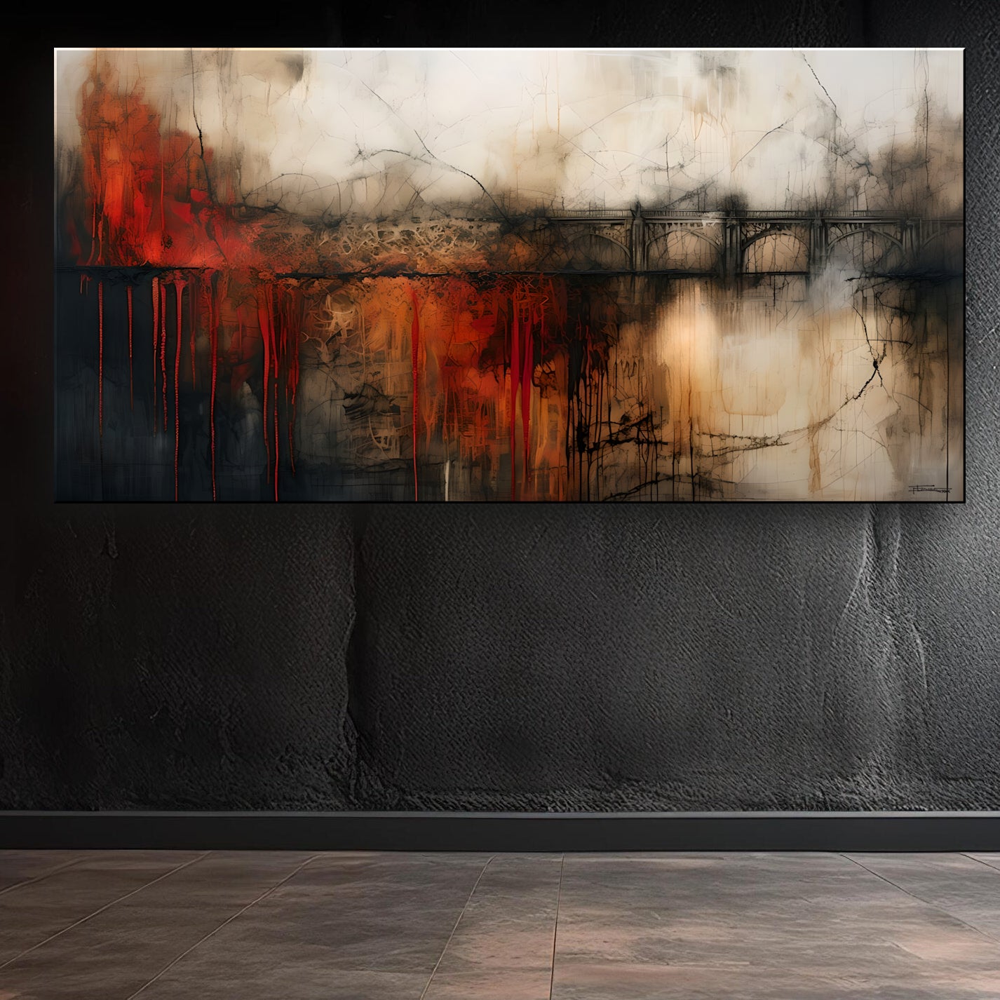 UNDERGROUND-Extra Large Textured Canvas Painting – Limited Edition Abstract Cityscape