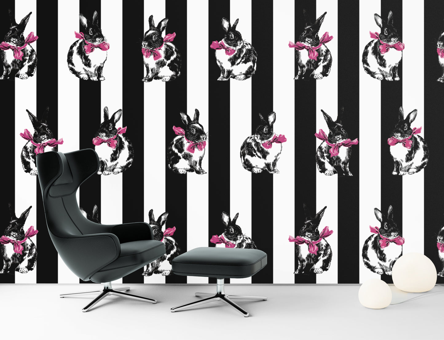 Bunnies and Stripes Luxury Wallpaper Mural