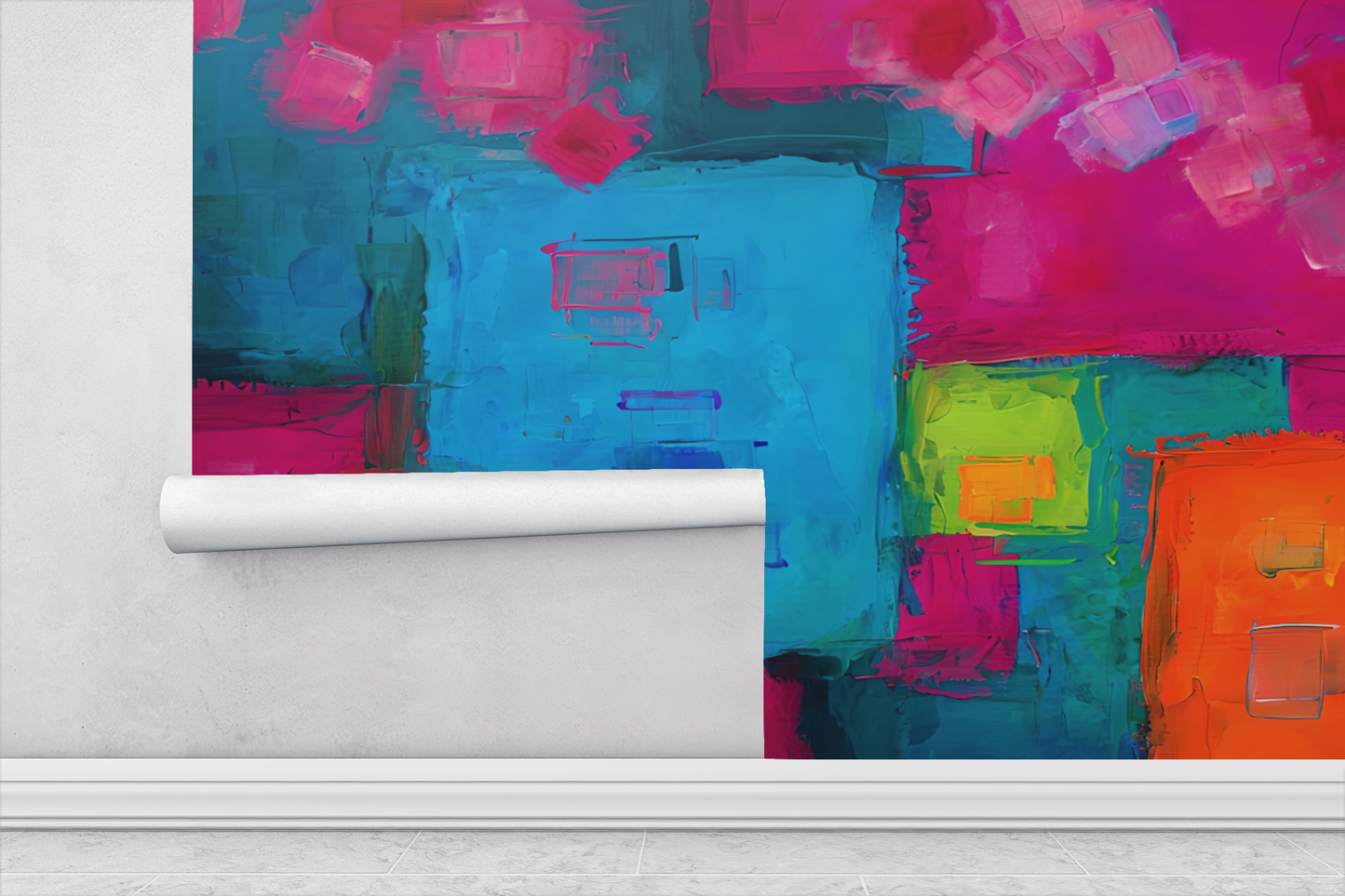 Colorful Abstract Luxury Wallpaper Mural in Peel & Stick Canvas Vinyl or Non-Woven