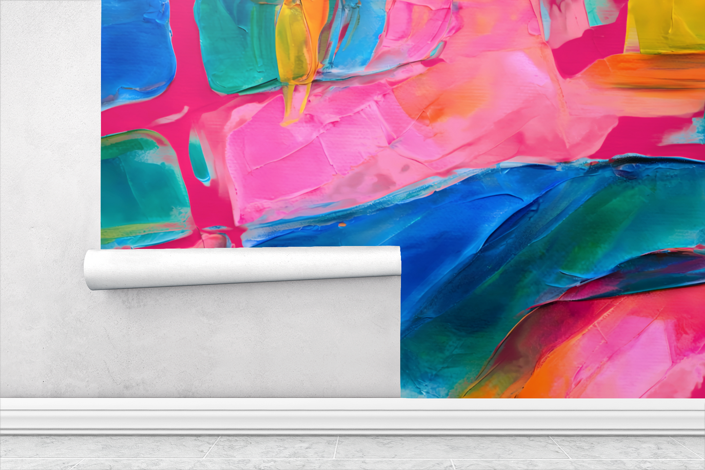 Colorful Abstract Luxury Wallpaper Mural in Peel & Stick Canvas Vinyl or Non-Woven