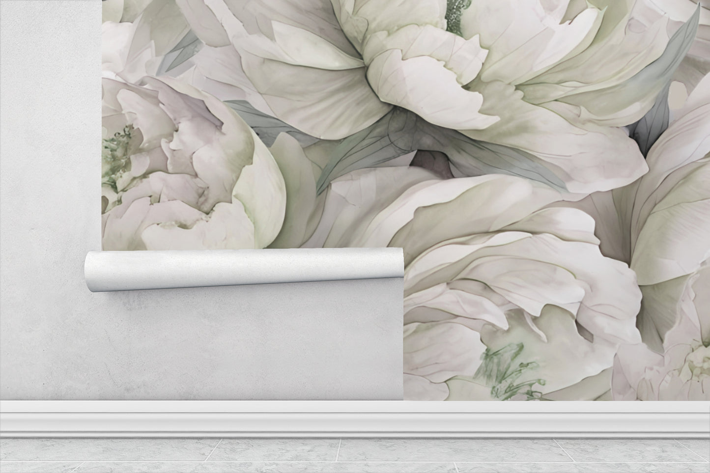 Big Floral Print Wall Wallpaper Mural in Peel & Stick Canvas Vinyl or Non-Woven