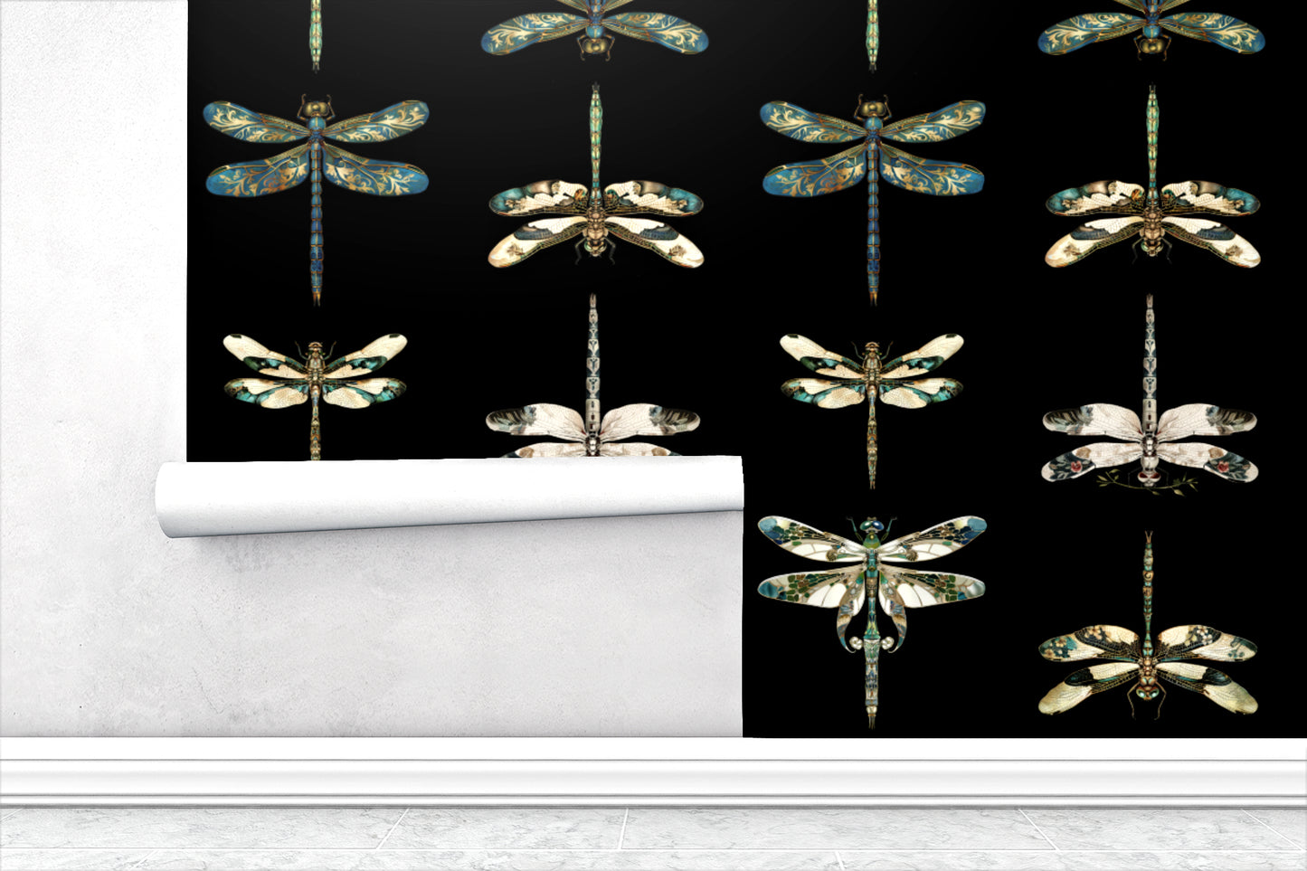 Mystic Dragonfly Luxury Wallpaper Textured Paper or Peel and Stick