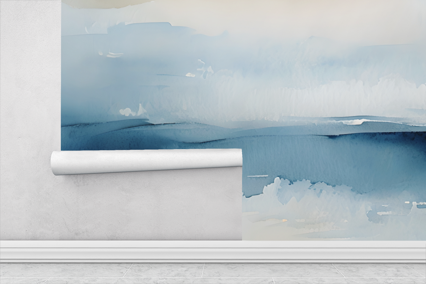 Coastal Abstract Wall Mural Modern Wallpaper in Peel & Stick Canvas Vinyl or Non-Woven