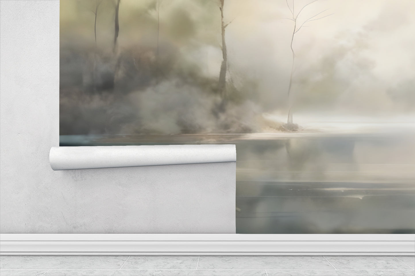 Calm Waters Wall Wallpaper Mural in Peel & Stick Canvas Vinyl or Non-Woven