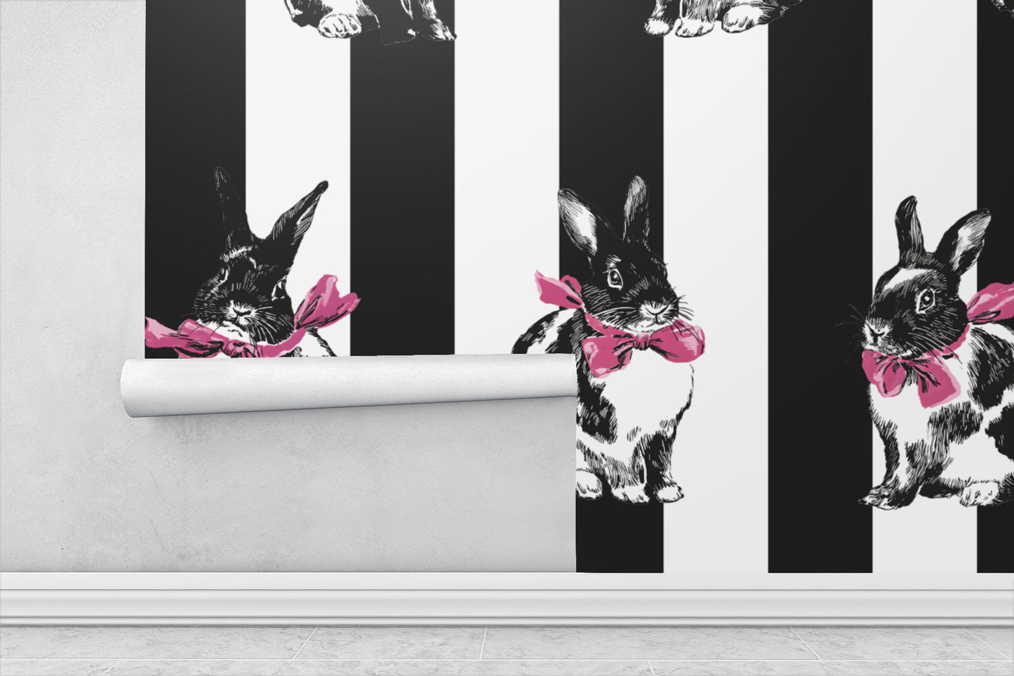 Bunnies and Stripes Luxury Wallpaper Mural