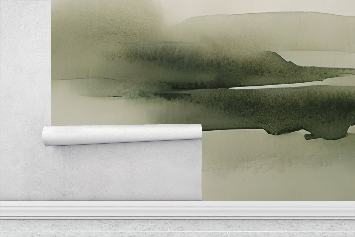 Soothing Green Landscape Abstract Luxury Wallpaper Mural Traditional Paper or Peel and Stick