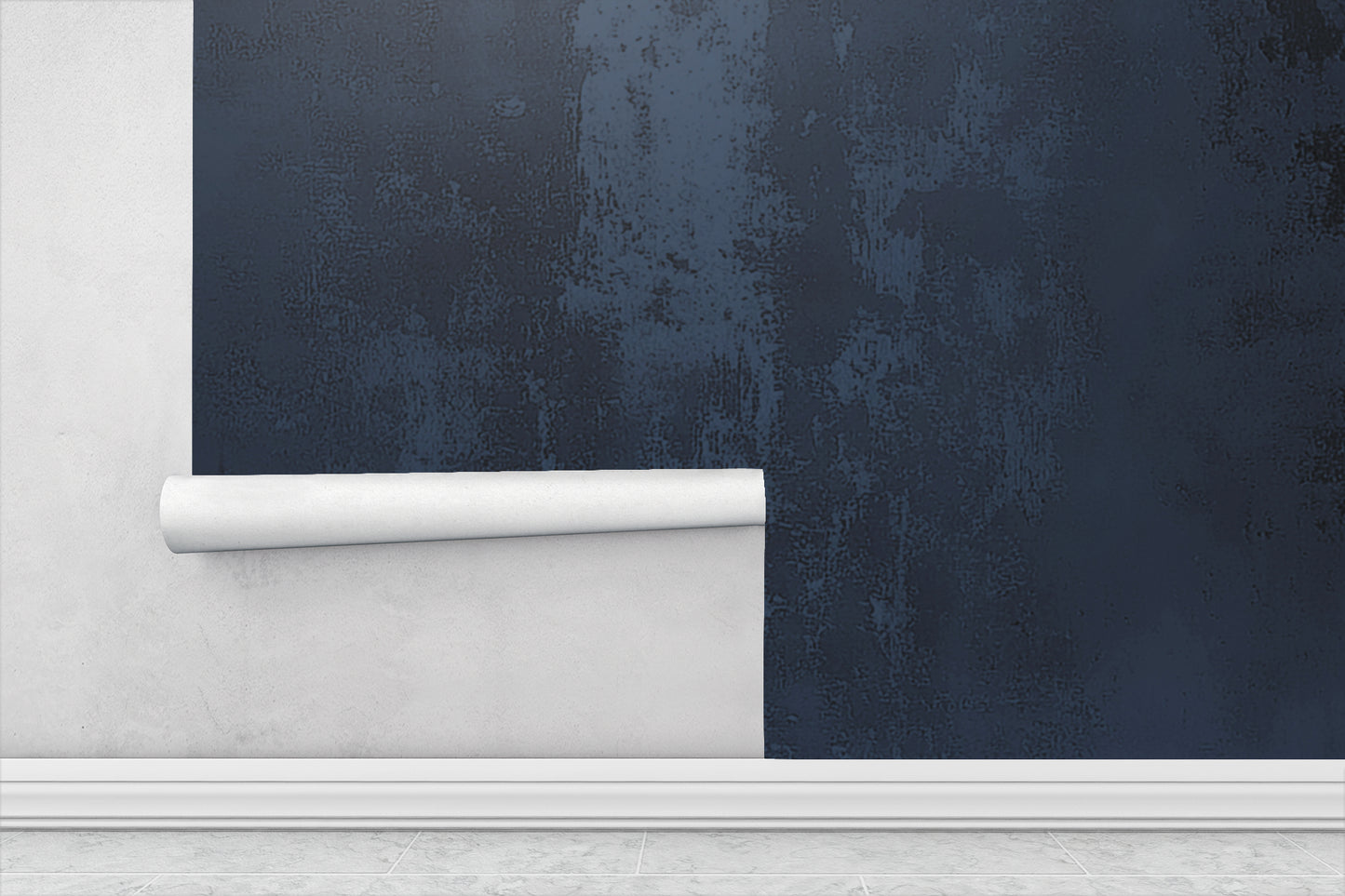Navy Blue Plaster Textured Luxury Wallpaper Mural