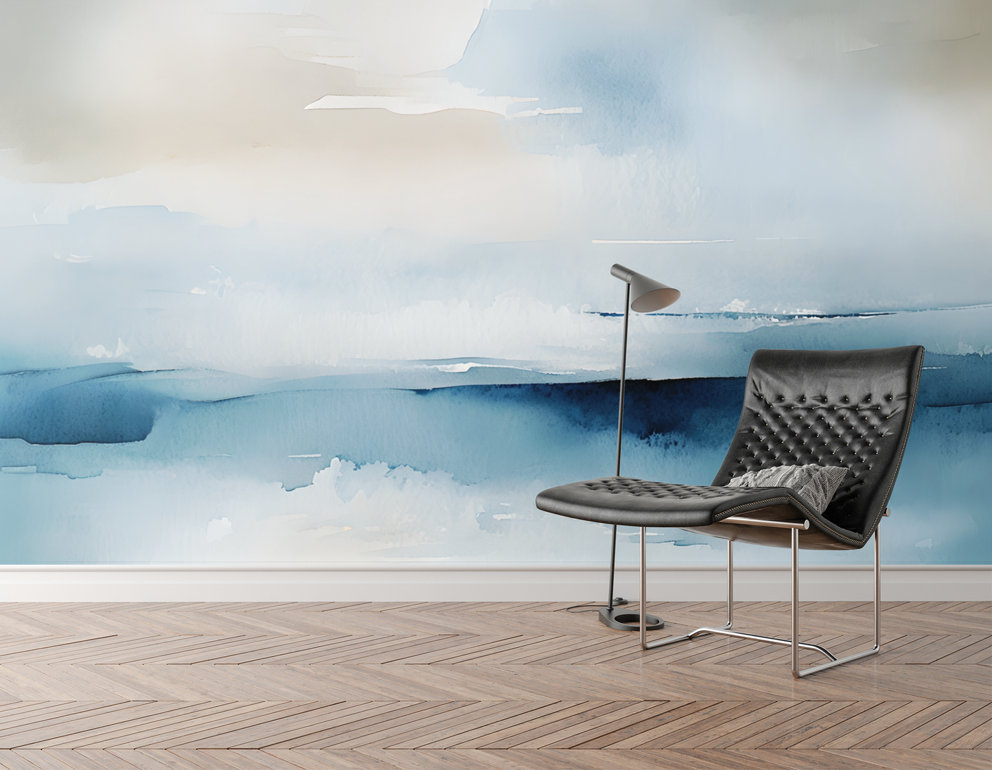 Coastal Abstract Wall Mural Modern Wallpaper in Peel & Stick Canvas Vinyl or Non-Woven