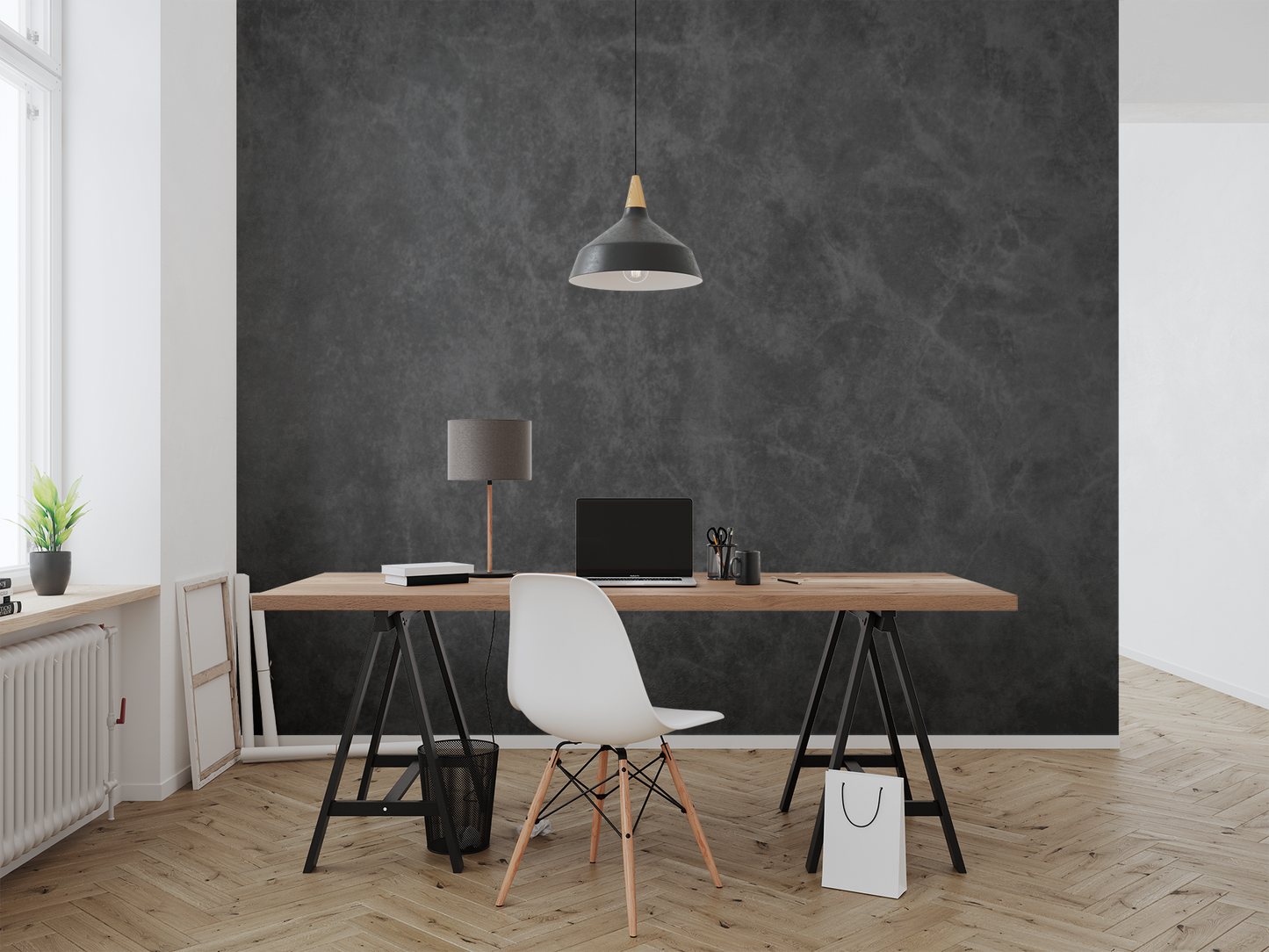 Black Urban leathery look Abstract Luxury Wallpaper Mural in Peel & Stick Canvas Vinyl or Non-Woven