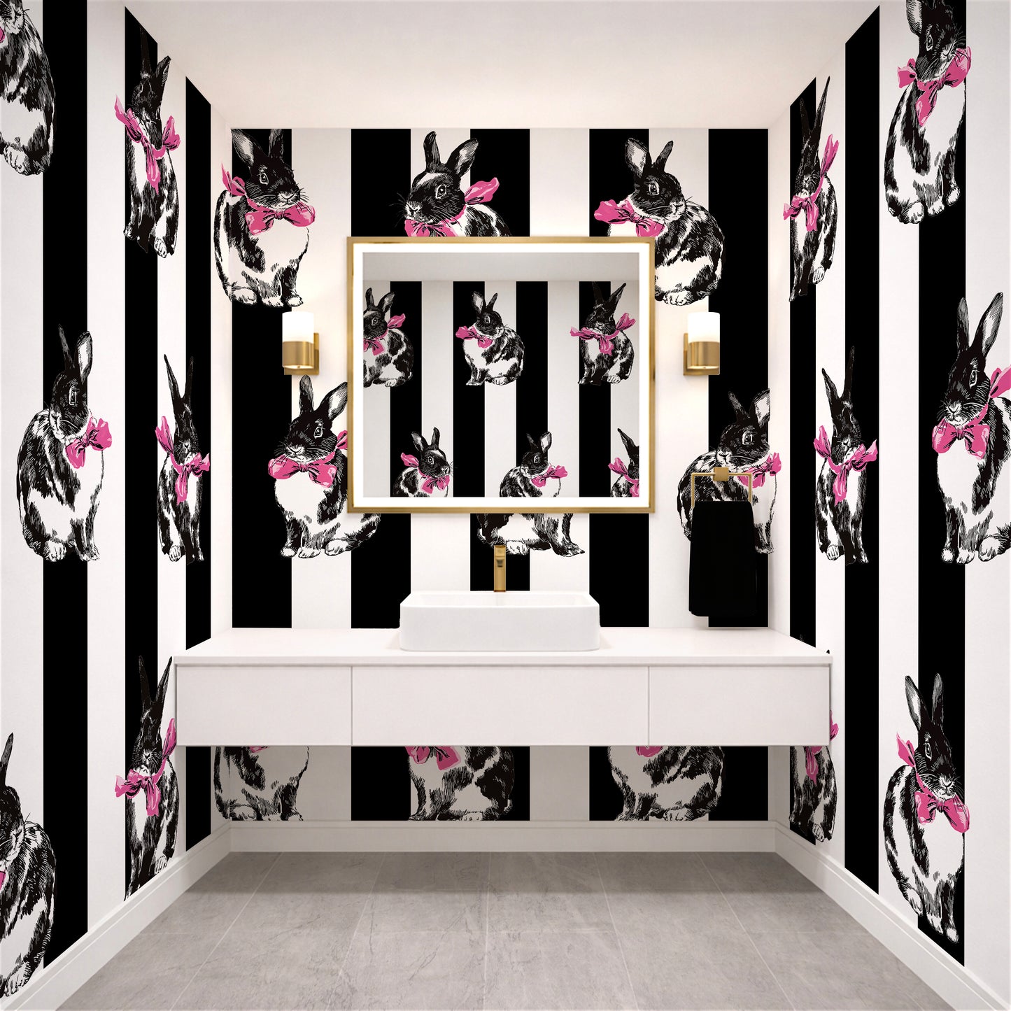 Bunnies and Stripes Luxury Wallpaper Mural