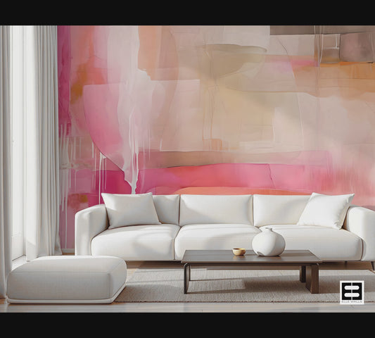 Neutral Drip Effect Abstract Wall Mural Modern Wallpaper in Peel & Stick Canvas Vinyl or Non-Woven