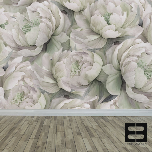 Big Floral Print Wall Wallpaper Mural in Peel & Stick Canvas Vinyl or Non-Woven