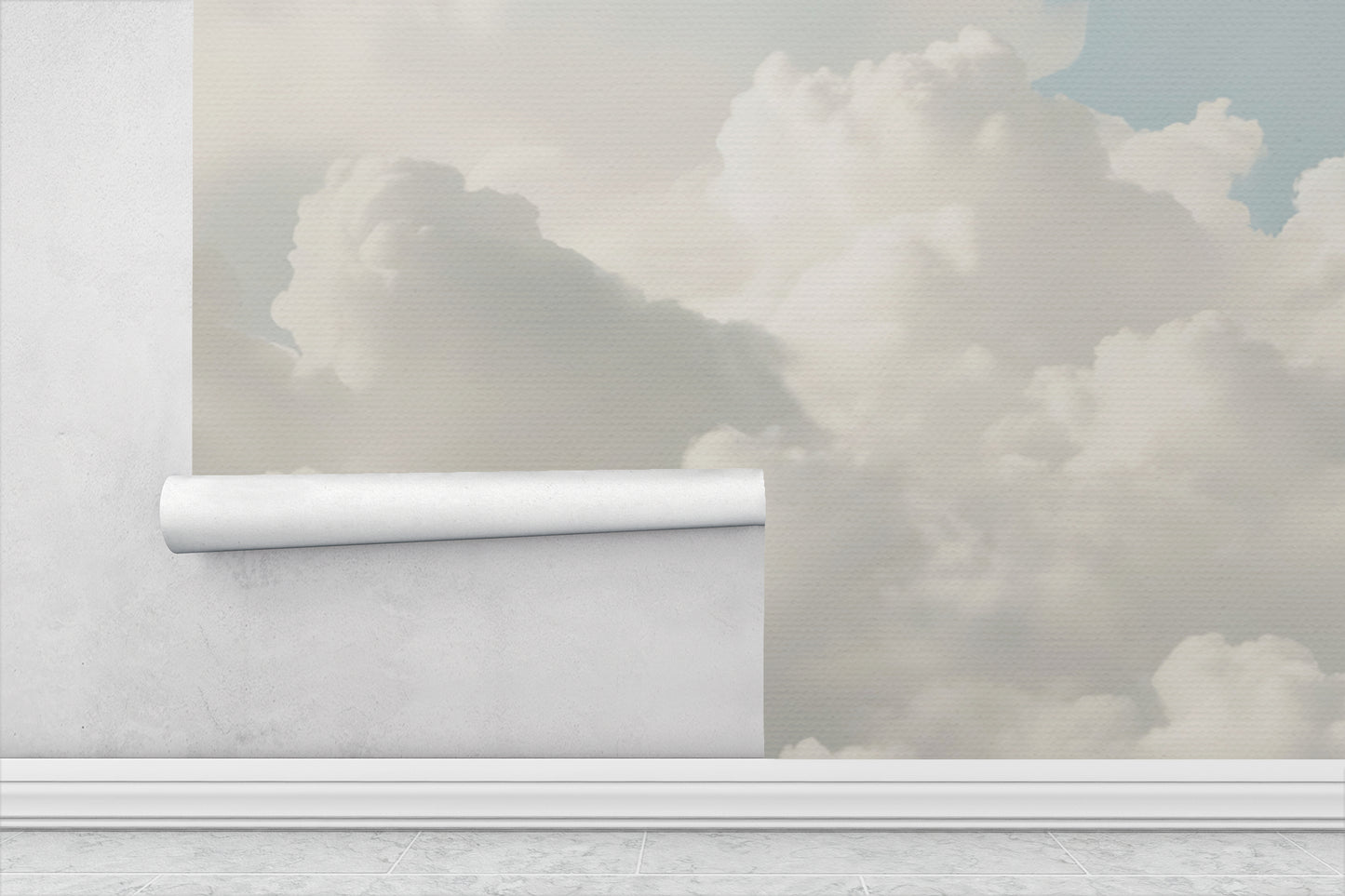 Watercolor Clouds Wall Mural Modern Wallpaper in Peel & Stick Canvas Vinyl or Non-Woven