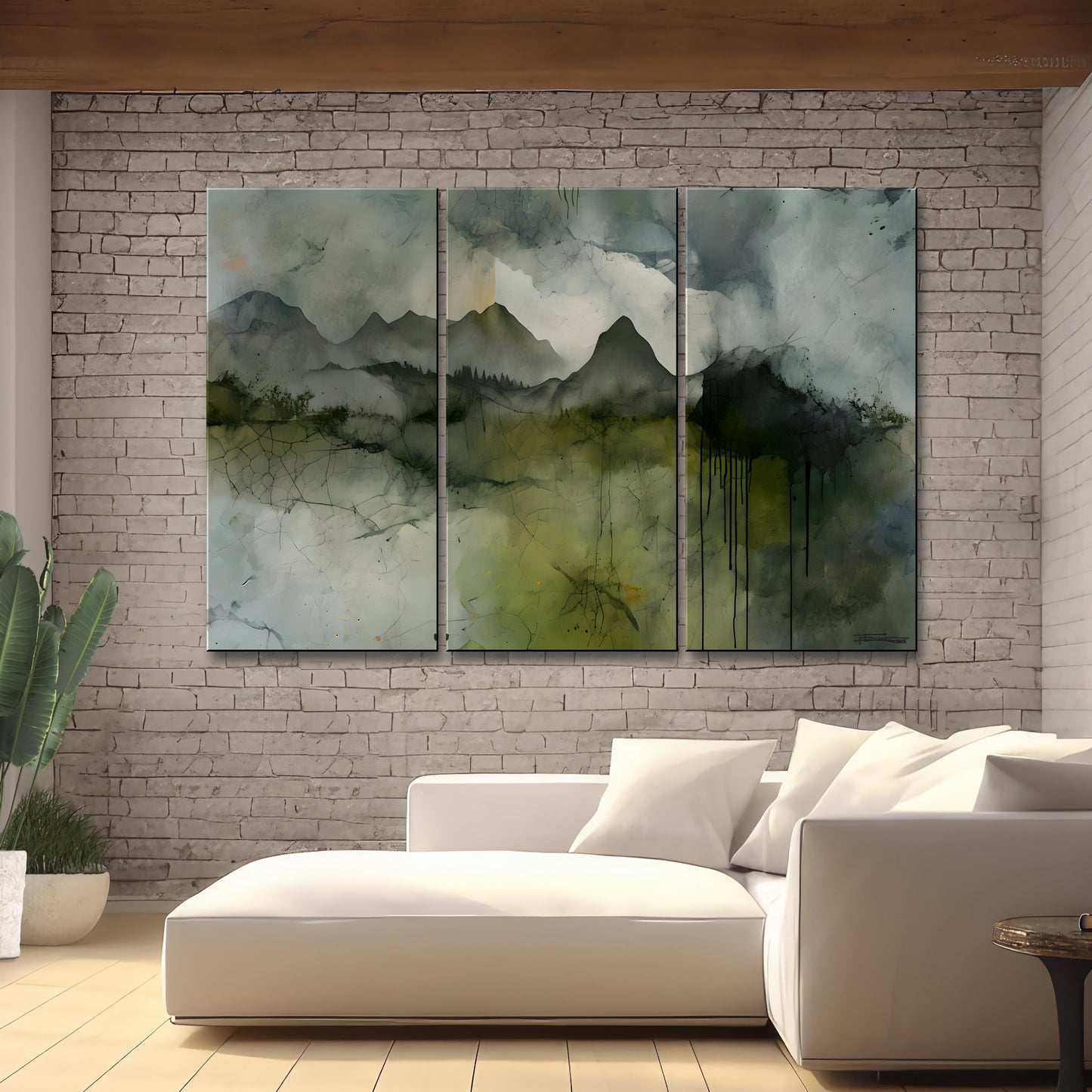 LAYERED ELEMENTALS -Extra Large Textured Canvas Painting – Limited Edition Abstract Mountainscape